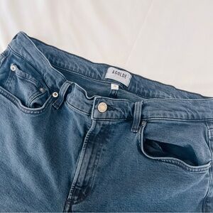 Agolde KYE Black Denim Jeans 30 Size 12 Mid Rise Straight Crop Oragnic Cotton